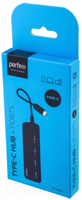 USB-хаб Perfeo 4 Port C-HUB / PF-H048 (черный)