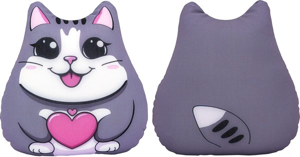 Подушка декоративная Leader Toys Кот серый с сердцем / МТ30256