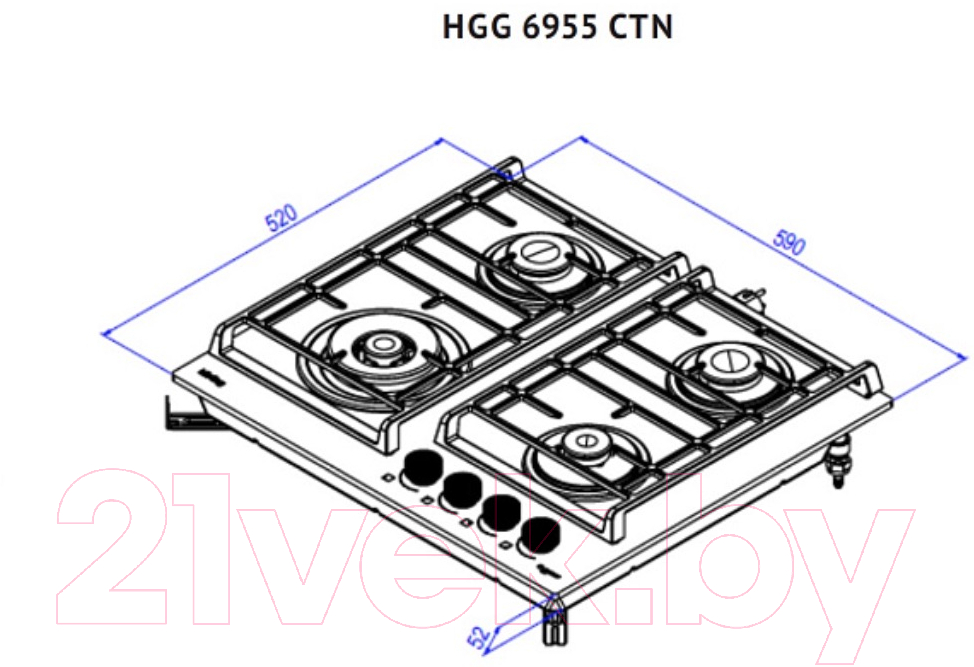 Газовая варочная панель Korting HGG 6955 CTN