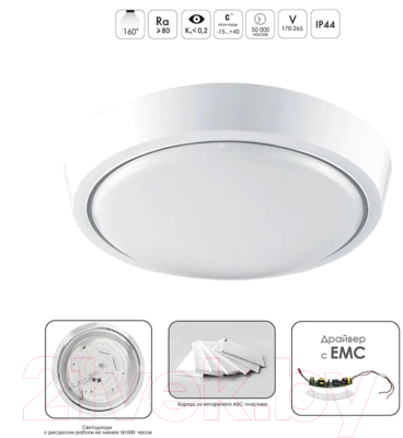 Потолочный светильник Estares DLR 25W R-280-CW-WHITE/WHITE-220-IP44