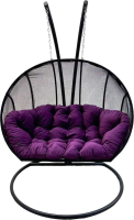 Кресло подвесное Craftmebelby Кокон Двойной Лайт с подушкой (фиолетовый/черный) - 