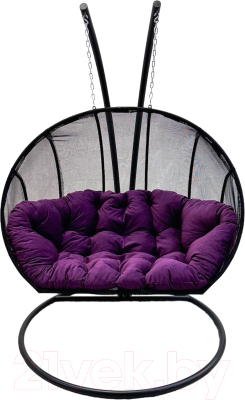 Кресло подвесное Craftmebelby Кокон Двойной Лайт с подушкой (фиолетовый/черный)