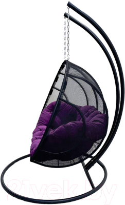 Кресло подвесное Craftmebelby Кокон Двойной Лайт с подушкой (фиолетовый/черный)