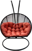 Кресло подвесное Craftmebelby Кокон Двойной Лайт с подушкой (коралловый/черный) - 