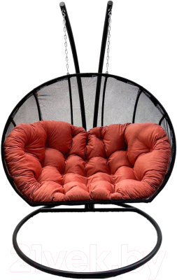 Кресло подвесное Craftmebelby Кокон Двойной Лайт с подушкой (коралловый/черный)