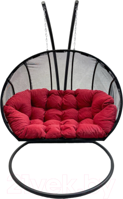 Кресло подвесное Craftmebelby Кокон Двойной Лайт с подушкой (алый/черный)