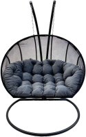 Кресло подвесное Craftmebelby Кокон Двойной Лайт с подушкой (серый/черный) - 