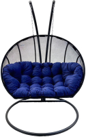 Кресло подвесное Craftmebelby Кокон Двойной Лайт с подушкой (синий/черный) - 