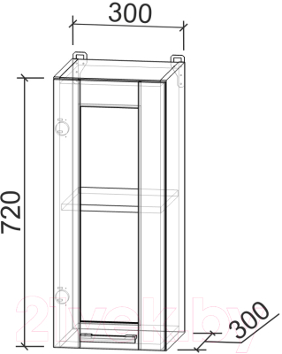 Шкаф навесной для кухни Интерлиния Компо ВШ30ст-720-1дв (бетон портленд)