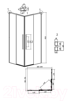 Душевой уголок Grossman Galaxy 90x80x195 / 300.K33.01.9080.21.02 (черный матовый/шиншилла стекло)