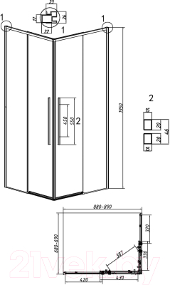 Душевой уголок Grossman Galaxy 90x70x195 / 300.K33.01.9070.10.02 (хром/шиншилла стекло)