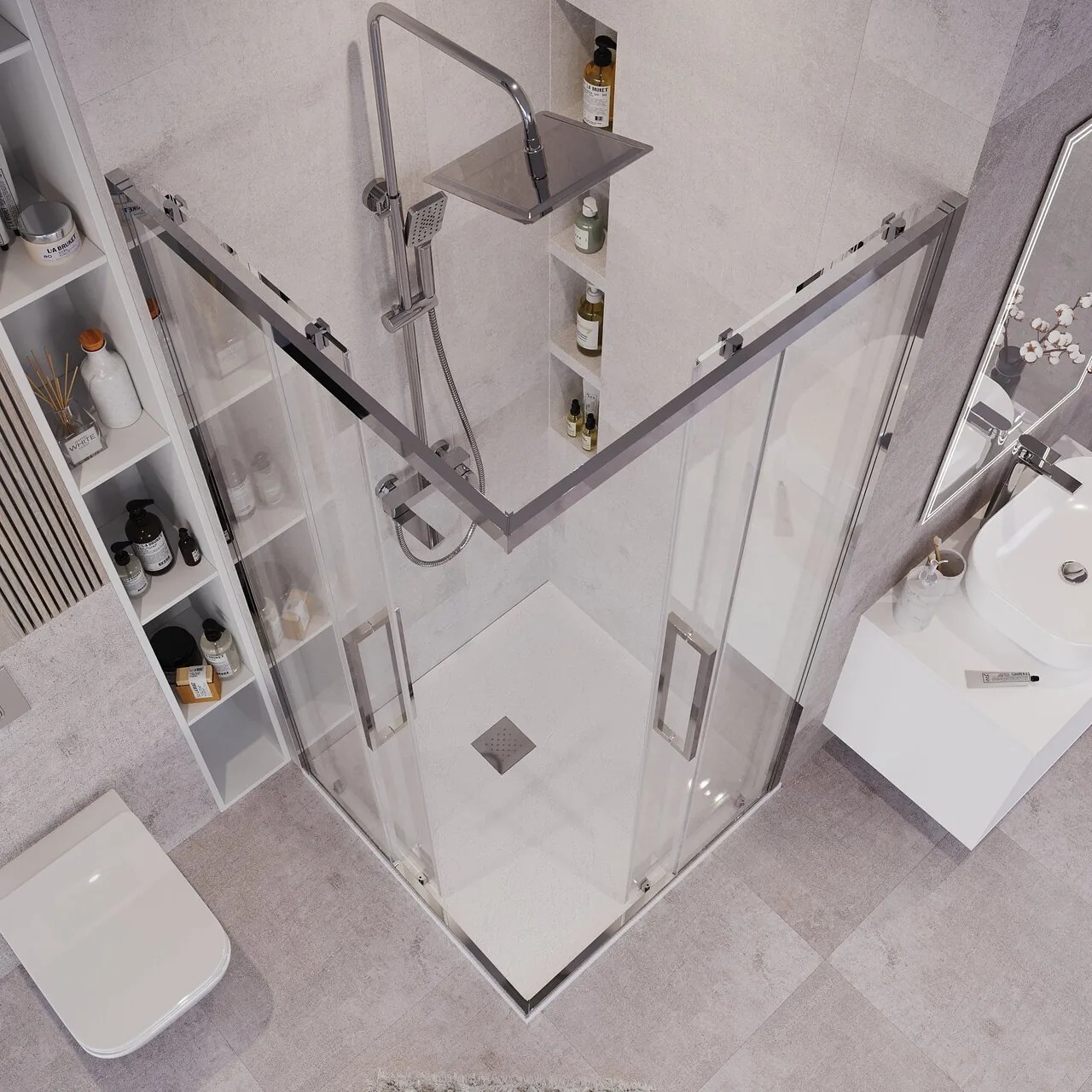 Душевой уголок Grossman Cosmo 90x90x195 / 300.K33.02.9090.32.00 (золото сатин/прозрачное стекло) — фото 5