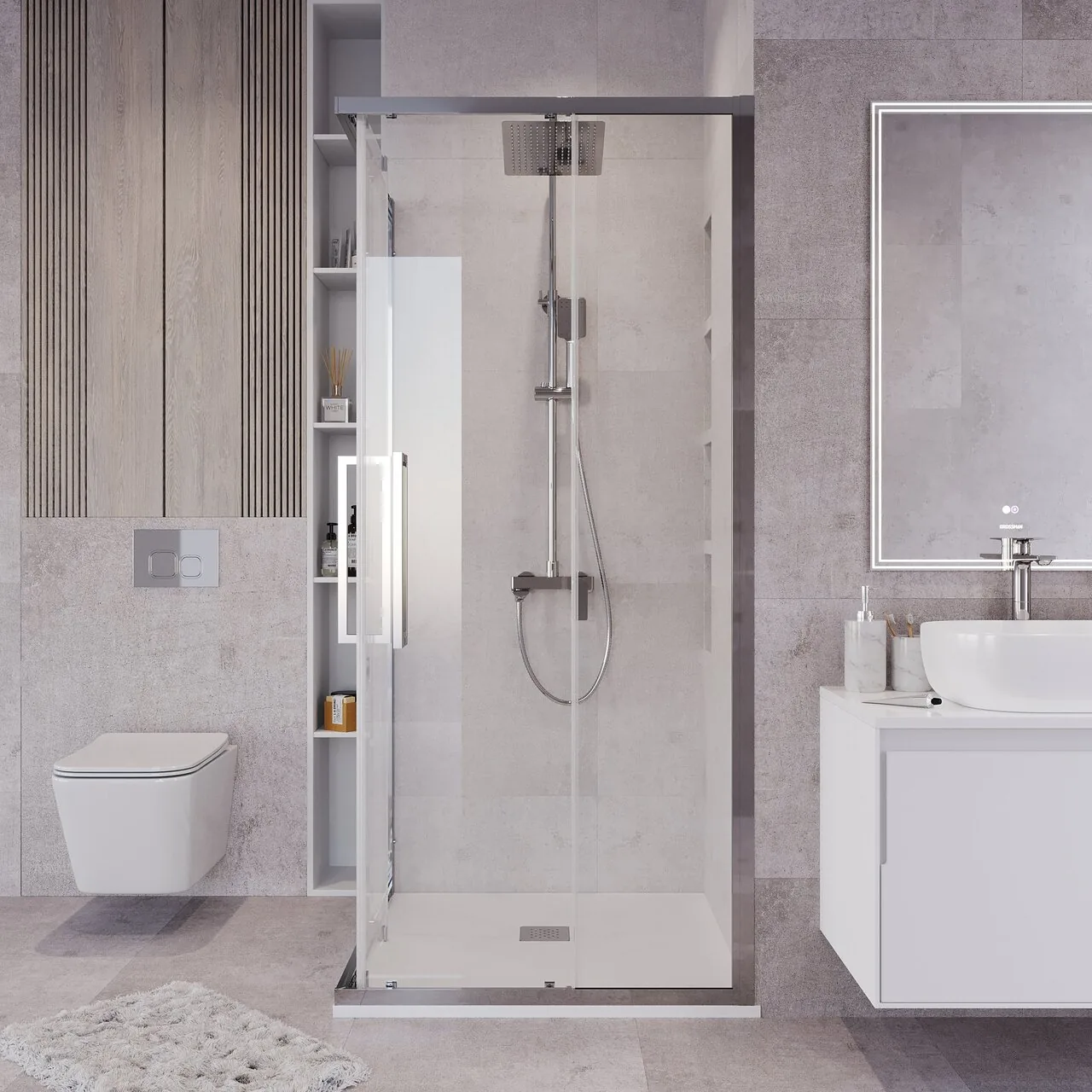 Душевой уголок Grossman Cosmo 90x90x195 / 300.K33.02.9090.32.00 (золото сатин/прозрачное стекло) — фото 6