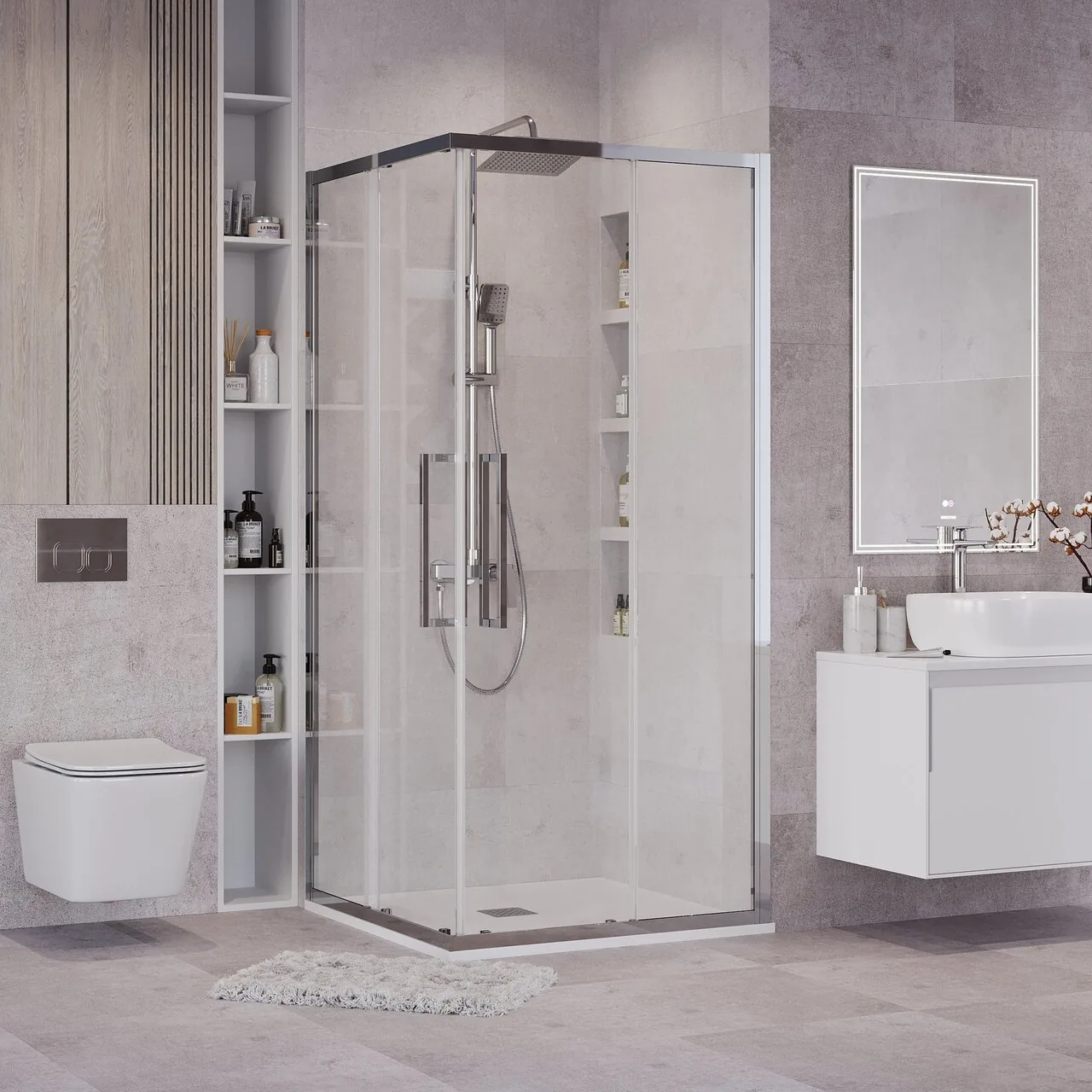 Душевой уголок Grossman Cosmo 90x90x195 / 300.K33.02.9090.32.00 (золото сатин/прозрачное стекло) — фото 4