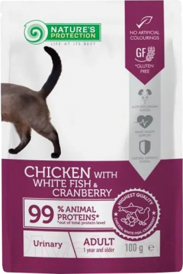 Влажный корм для кошек Nature's Protection Urinary Health с курицей, рыбой и клюквой / NPUPF63654 (100г)