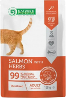 Влажный корм для кошек Nature's Protection Sterilized с лососем и травами / NPUPF63659 (100г) - 