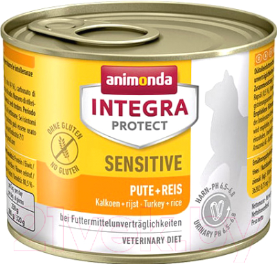 Влажный корм для кошек Animonda Integra Protect Sensitive с индейкой и рисом / 86858 (200г)