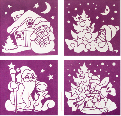 Изображение товара Набор для творчества Bondibon Новогодние бархатные раскраски / BB3011 (бордовый фон)