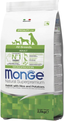 Сухой корм для собак Monge Speciality Line Monoprotein с кроликом, рисом и картофелем (2.5кг)