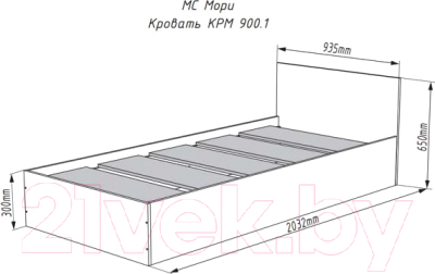 Односпальная кровать ДСВ Мори КРМЯ 900.1/1 (графит)