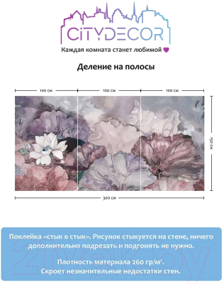 Фотообои листовые Citydecor Blossom 3 (300x150см)