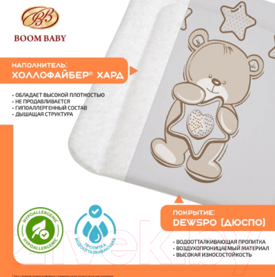 Пеленальный матрас Boom Baby Карапуз 65x55 / BB/ПН-05 (серый)