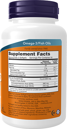 Жирные кислоты NOW Foods Omega-3 1000 мг (100шт)