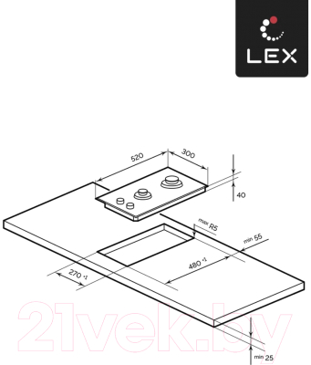 Газовая варочная панель Lex GVG 323A ВBL