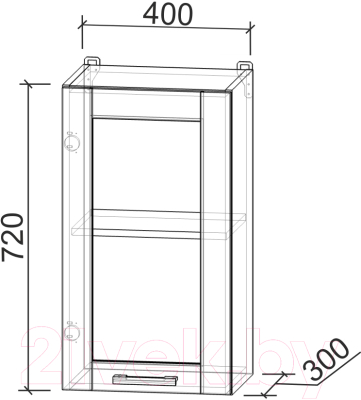 Шкаф навесной для кухни Интерлиния Компо ВШ40ст-720-1дв (бетон портленд)