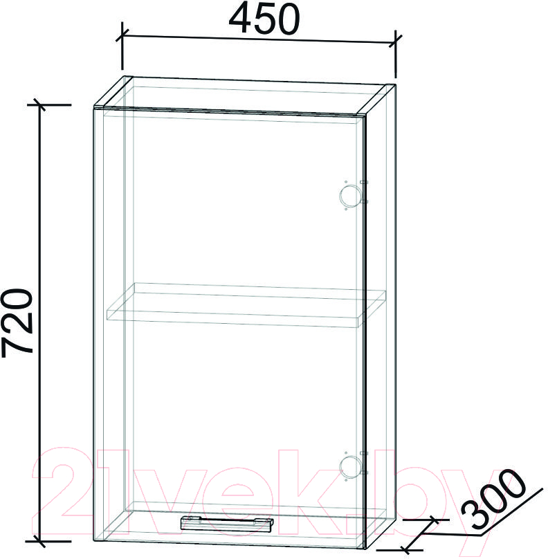Шкаф навесной для кухни Интерлиния Компо ВШ45-720-1дв