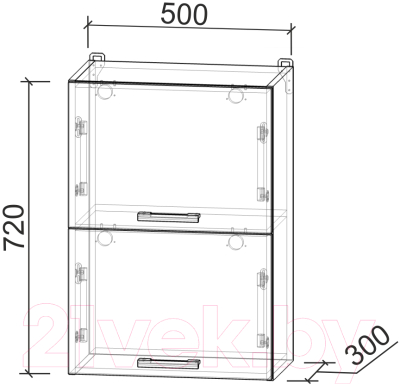 Шкаф навесной для кухни Интерлиния Компо ВШ50-720-2дг (дуб веллингтон)