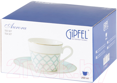 Чашка с блюдцем Gipfel Aurora 42867 (белый/голубой)