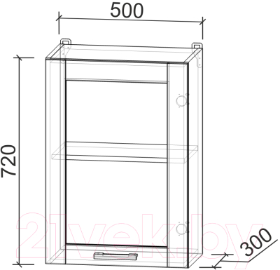 Шкаф навесной для кухни Интерлиния Компо ВШ50ст-720-1дв (белый платинум)