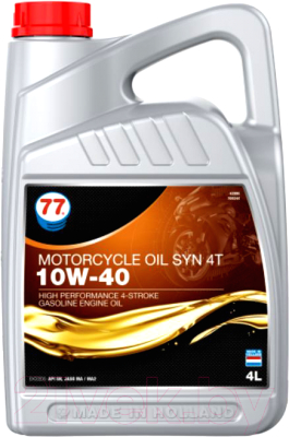 Моторное масло 77 Lubricants Motorcycle Oil Syn 4T 10W-40 / 709344 (4л)