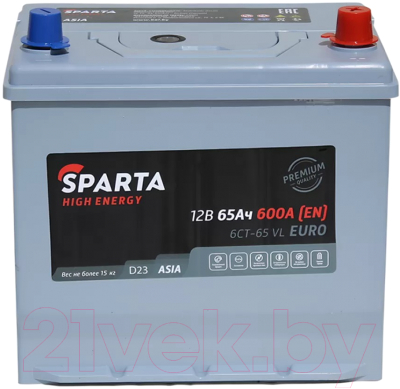 Автомобильный аккумулятор SPARTA High Energy Asia Евро 600А / 6СТ-65 0 SP HE A (65 А/ч)