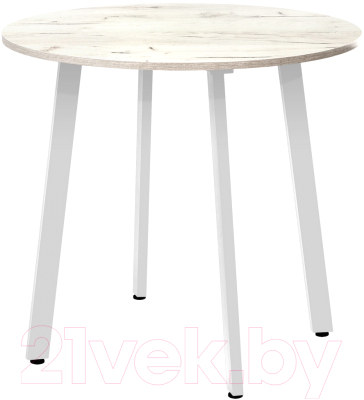 Обеденный стол Millwood Шанхай Л18 D90 (дуб белый Craft/металл белый)