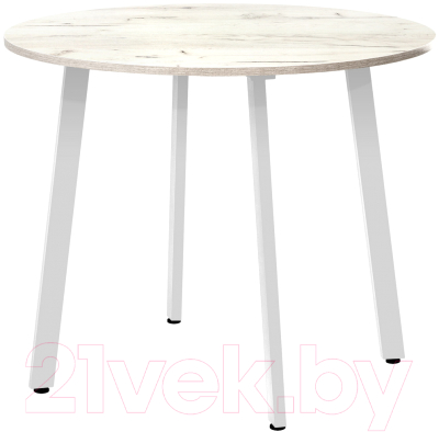 Обеденный стол Millwood Шанхай Л18 D1000 (дуб белый Craft/металл белый)