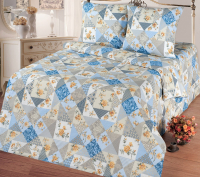 Комплект постельного белья АртПостель Лоскутная мозаика голубая 120 (голубой) - 