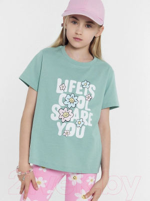 Комплект футболок детских Mark Formelle 117835-2 (р.110-56, шалфей/ромашки на светло-розовом)