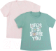 Комплект футболок детских Mark Formelle 117835-2 (р.158-80, шалфей/ромашки на светло-розовом) - 