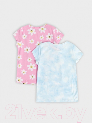 Комплект футболок детских Mark Formelle 117892-2 (р.116-60, голубой тай дай/ромашки на розовом)