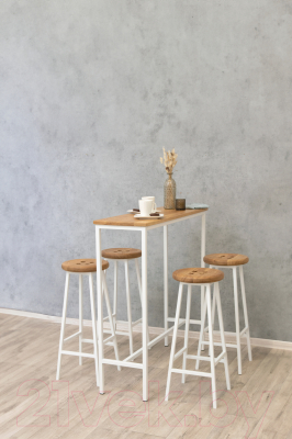 Изображение товара Табурет барный Stal-Massiv Button-65 (дуб натуральный/белый)