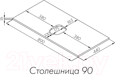 Столешница для ванной Акватон Либерти 90 (1A279703LYC70)