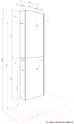 Шкаф-полупенал для ванной Акватон Либерти (1A280003LYC70)