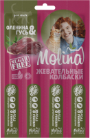 Лакомство для кошек Molina Жевательные колбаски из оленины и гуся / 2204 (20г) - 