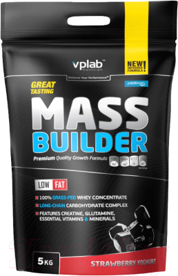 Гейнер Vplab Mass Builder (5кг, клубника/йогурт)