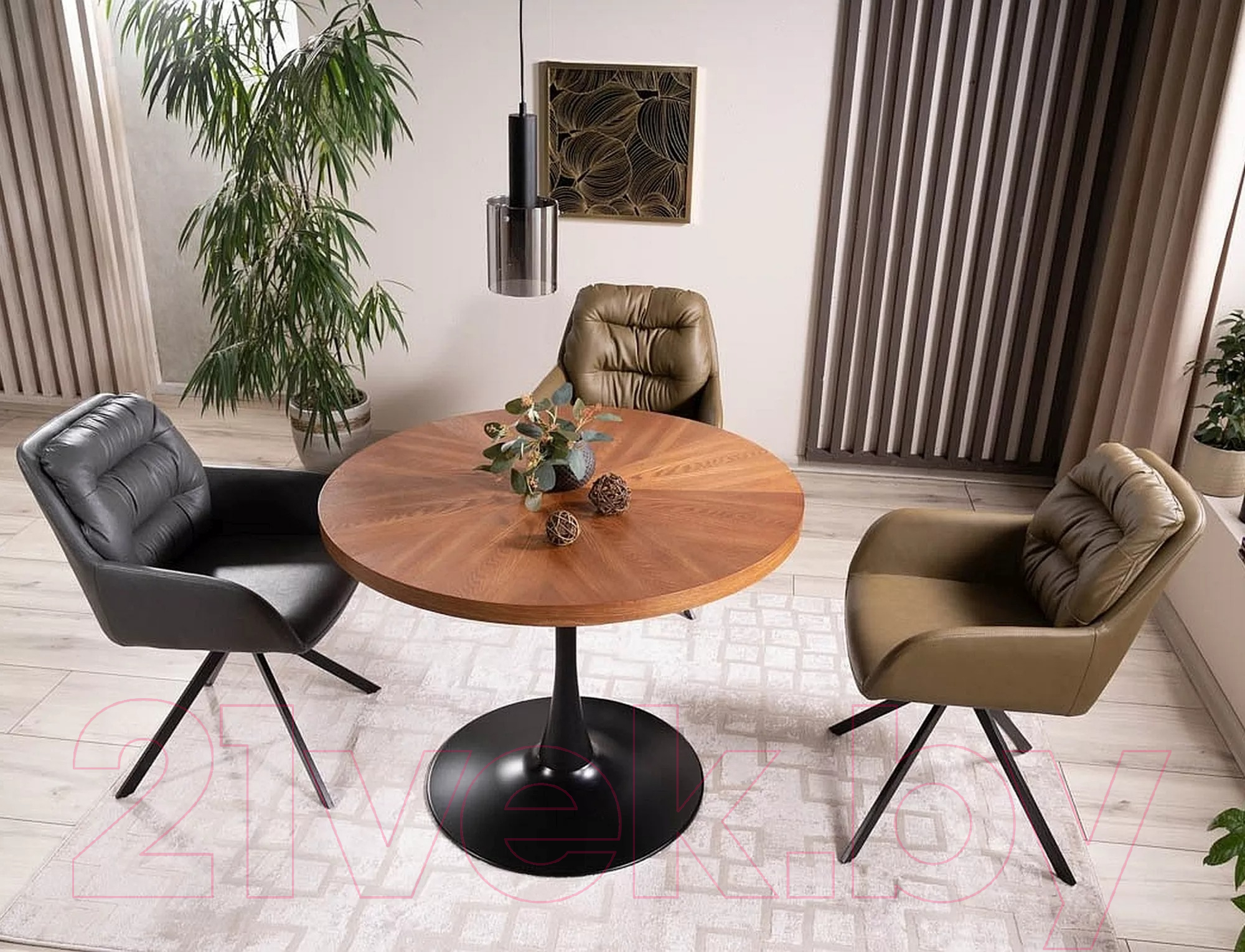 Обеденный стол Signal Amadeo 80 (орех/черный матовый) — фото 3