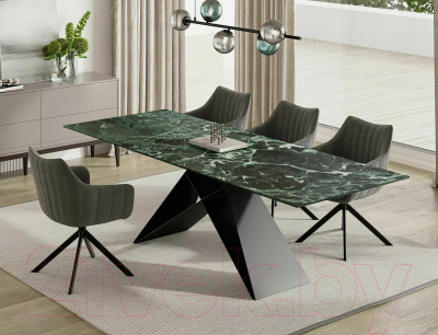 Обеденный стол Signal Westin Ceramic 160-240x90  (Verde Alpi морской/черный матовый)