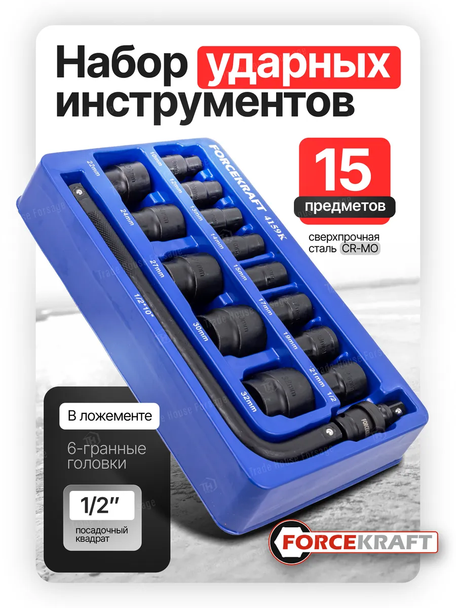 Набор головок слесарных ForceKraft FK-4159K(58404) — фото 5