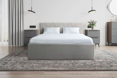 Двуспальная кровать ДСВ Румба 1.4 с подъемным механизмом (серый софт)